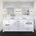 White Double Bath Vanity 80 In. W X 22 In. D, With White Quartz Top White Plywood Wood