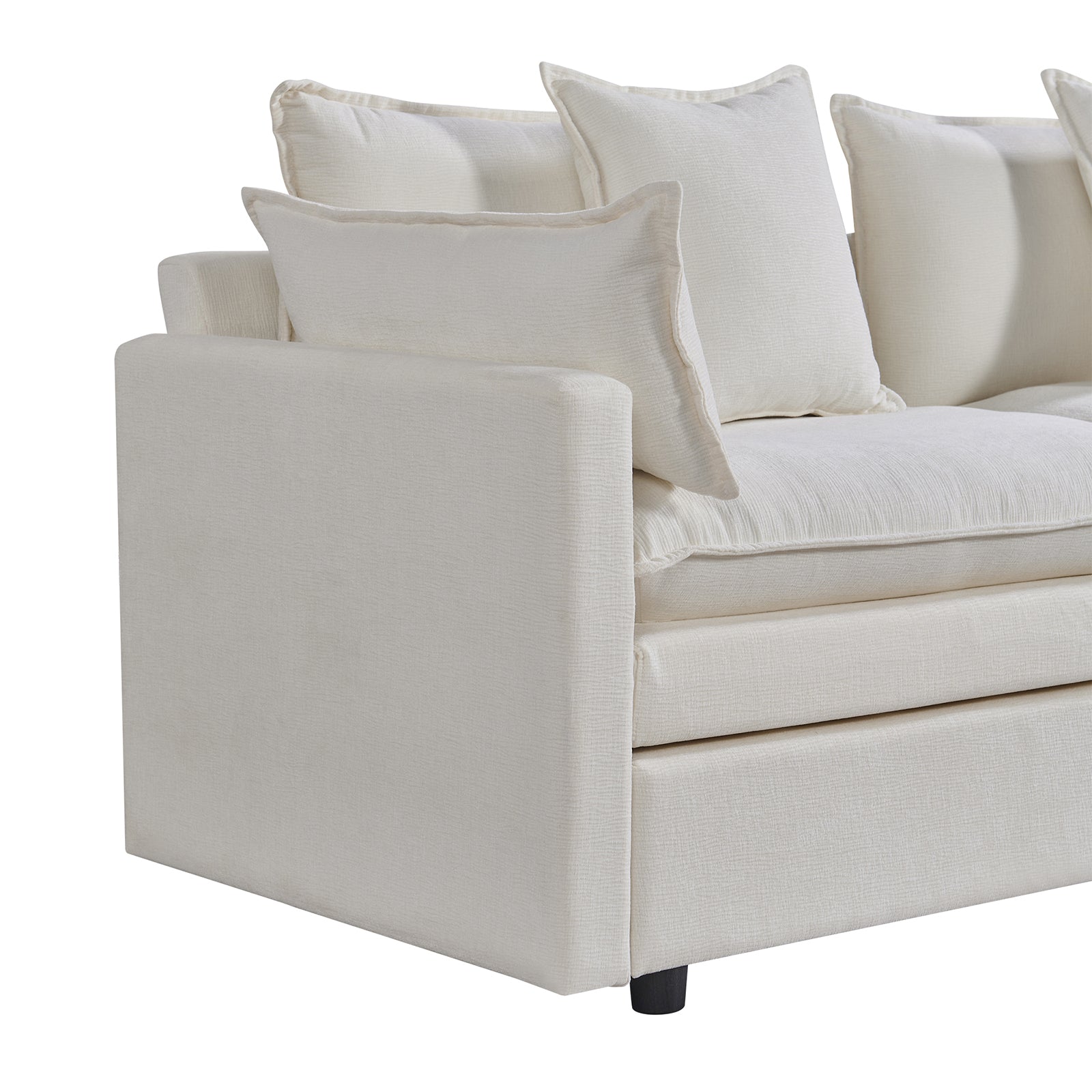 108.66"Modern Chenille L Shaped Sectional Sofa With Convertible Chaise, Comfy Cloud Couch Deep Sectional Sofa With Ottomans For Living Room White Wood Foam Chenille 3 Seat