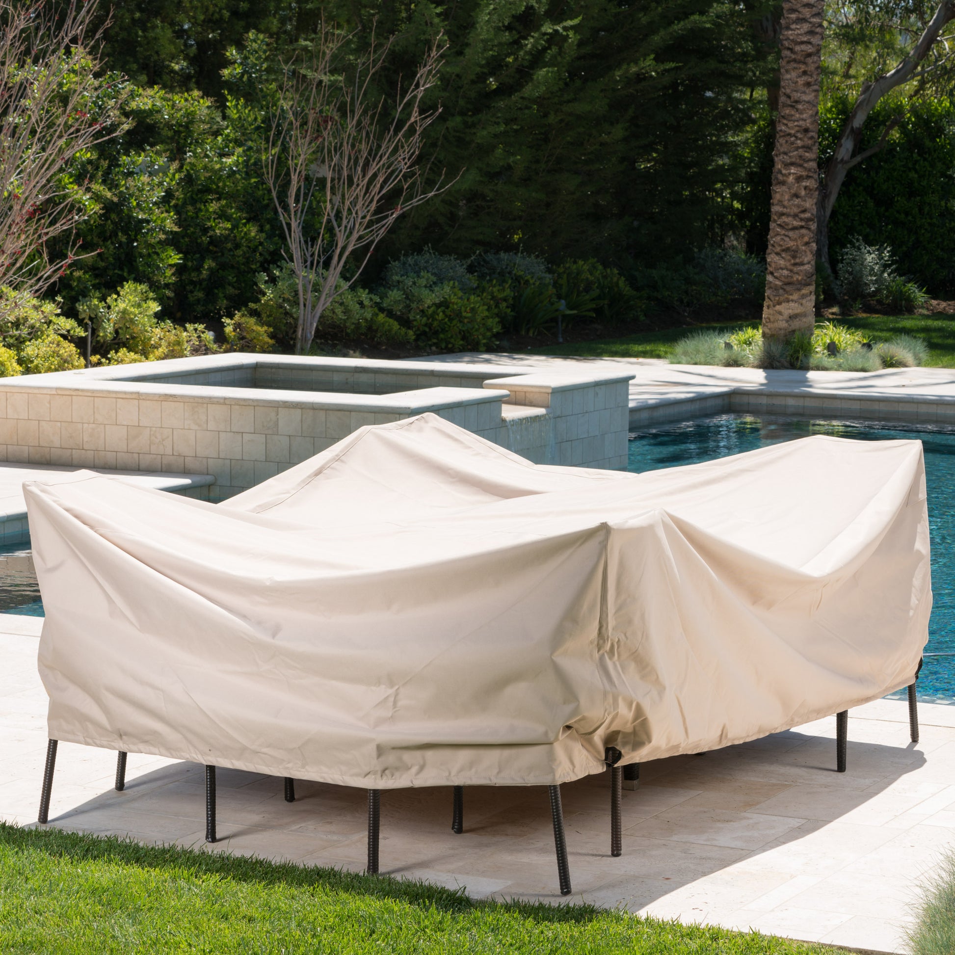 Shield Dining Set Cover Beige Fabric