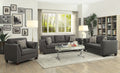 Light Charcoal Loveseat With 4 Pillows Grey Linen Wood Primary Living Space Loose Back Flared Arms Wood Fabric
