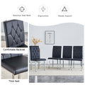 2 Piece Dining Chair, Modern Style Kitchen Upholstered High Back, Metal Leg Office Chair, Suitable For Dining Room, Office, Restaurant. Black Set Of 2 Pu
