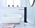 Waterfall Spout Bathroom Sink Single Handle Faucet With Pop Up Drain No Overflow Matte Black Stainless Steel