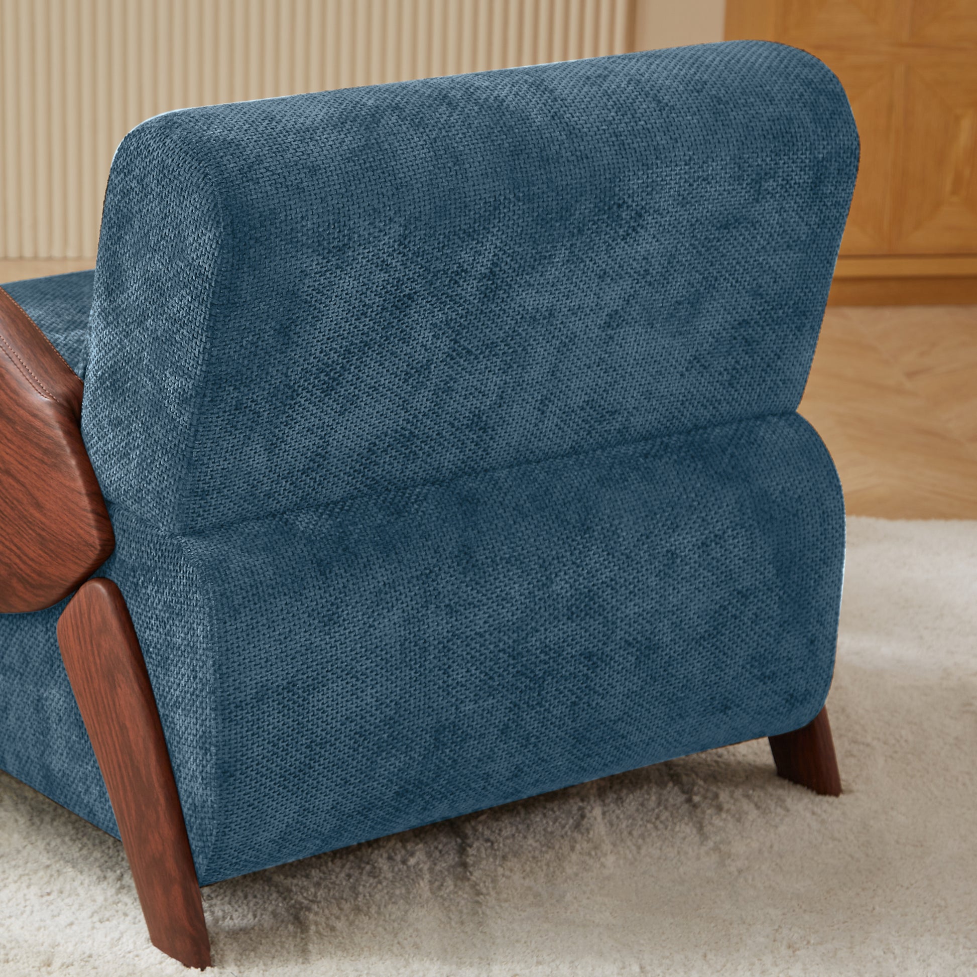 Modern Accent Armchair With Plush Cushioning, Comfortable Armrests, And Stylish Design For Living Room, Bedroom, Or Office Blue Chenille