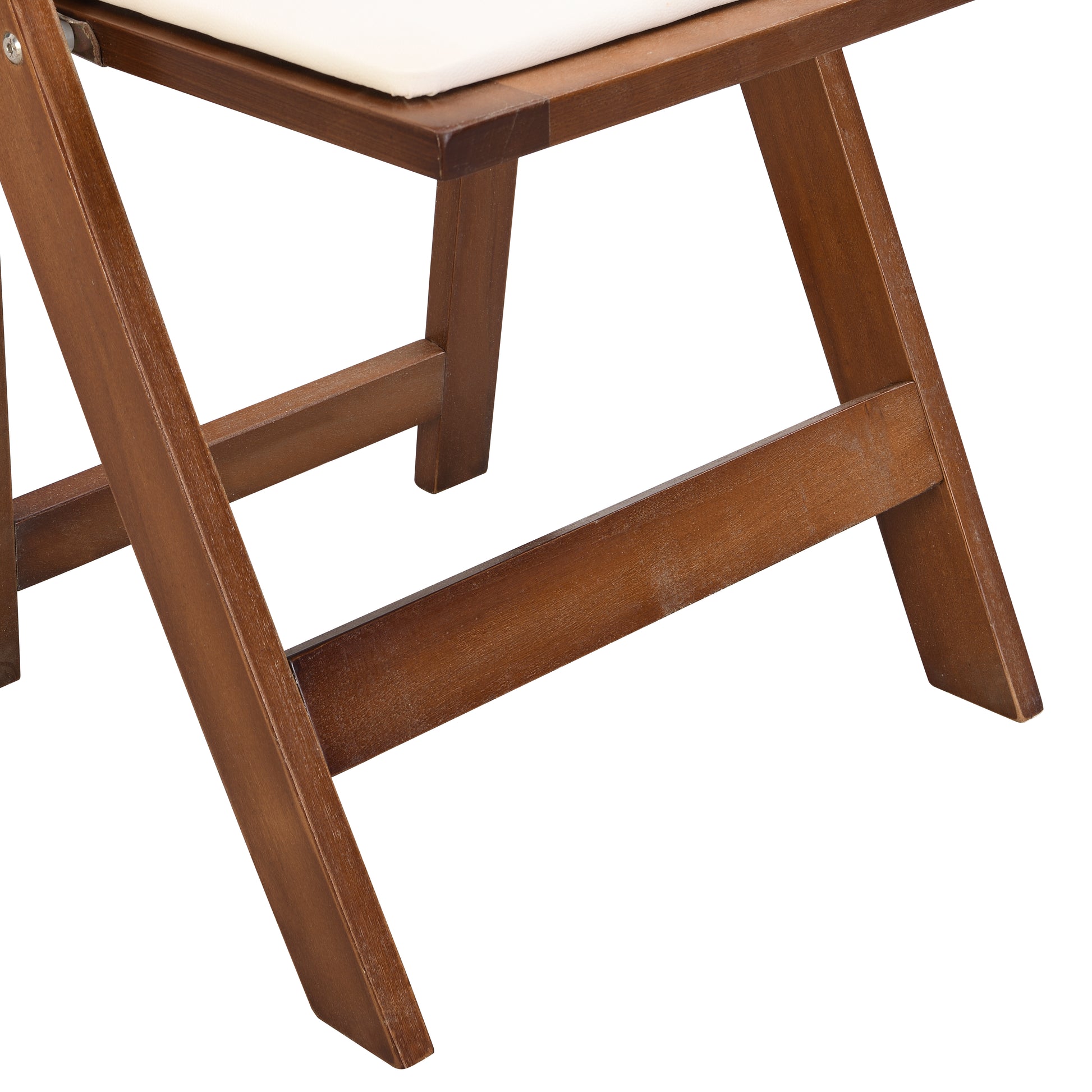 Upholstered Folding Chair, Space Saving, Easy To Carry, 4Pcs, Walnut Shelf Beige Cushion,Dining Room Natural Walnut Solid Wood