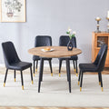 Table And Chair Set.Modern Extendable Wood Mdf Dining Table.The Table Has A Telescopic Design, Suitable For Gatherings Of Different Size.Paried With 4 Chairs With Pu Cushions And Black Metal Legs. Black,Wood Seats 4 Mdf Metal