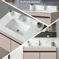 37 Inch Marble Vanity Top, White Vanity Top With Pre Drilled Faucet Holes, Bathroom Vanity Top With Undermount Rectangular Middle Sink And 4