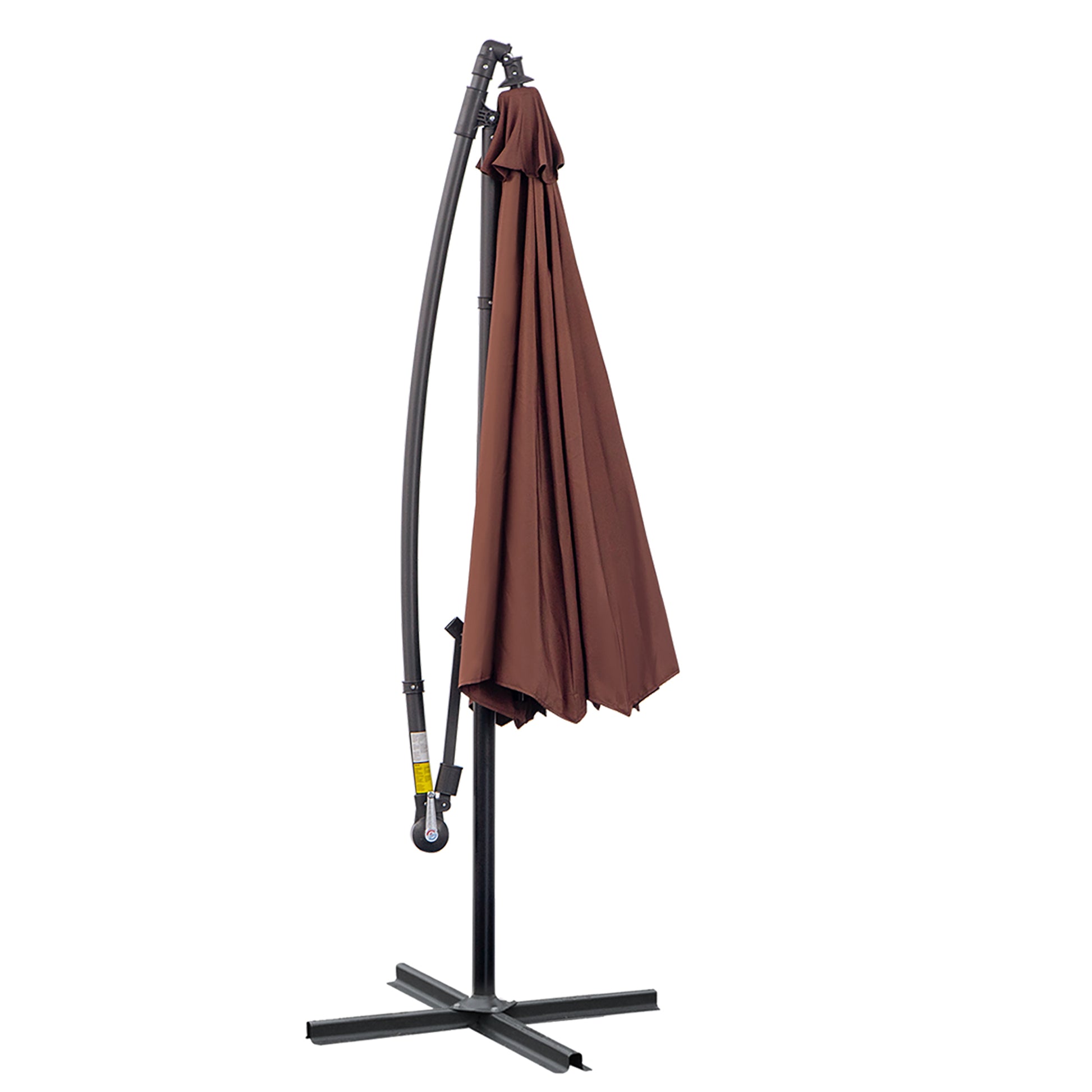 Outsunny 10' Cantilever Hanging Tilt Offset Patio Umbrella With Uv & Water Fighting Material And A Sturdy Stand, Brown Brown Steel