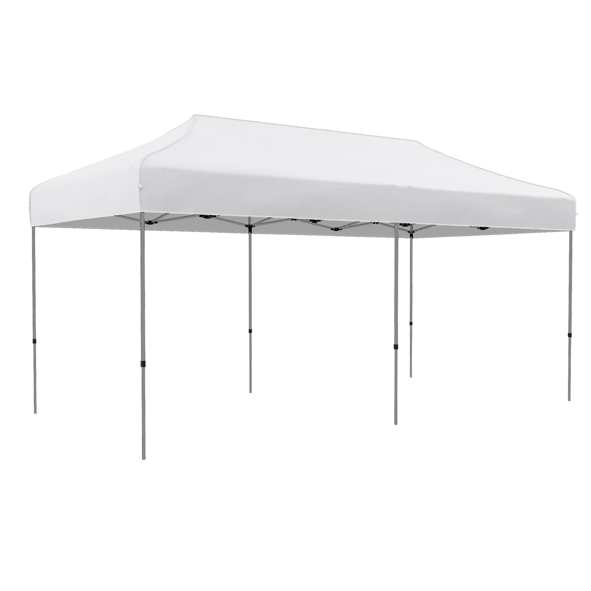 Outsunny 10' X 20' Pop Up Canopy Tent, Instant Sun Shelter With 3 Level Adjustable Height, Easy Up Outdoor Tent For Parties With Wheeled Carry Bag For Garden, Patio, White White Steel