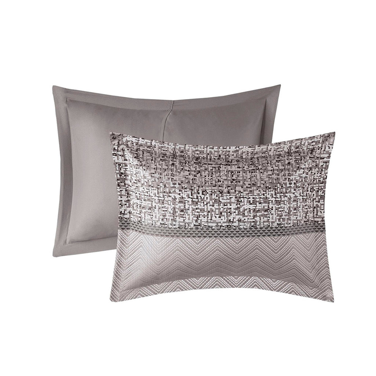 7 Piece Jacquard Comforter Set Grey Taupe King King Grey Taupe Polyester