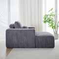 62.5 Inch Corduroy Sponge Sofa Lounge Chair With Removable Footrest,No Assembly Required,Fluffy Modern Sleeper Chair For Indoor Living Room Bedroom Grey Foam Corduroy 1 Seat