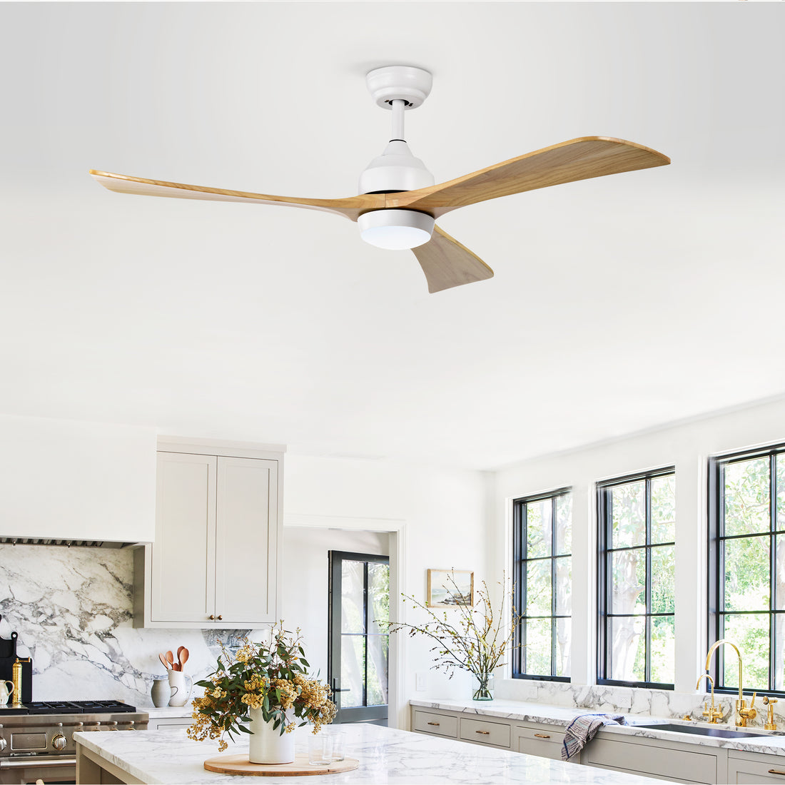 52" Ceiling Fan With Lights Remote Control,Quiet Dc Motor 3 Blade Ceiling Fans 6 Speed Levels,Reversible Ceiling Fan, For Patio Living Room, Bedroom, Office,Indoor. White Natural White