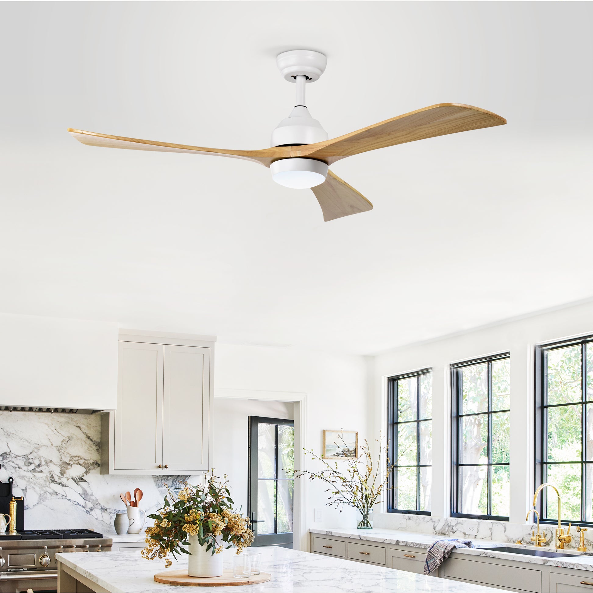 52" Ceiling Fan With Lights Remote Control,Quiet Dc Motor 3 Blade Ceiling Fans 6 Speed Levels,Reversible Ceiling Fan, For Patio Living Room, Bedroom, Office,Indoor. White Natural White