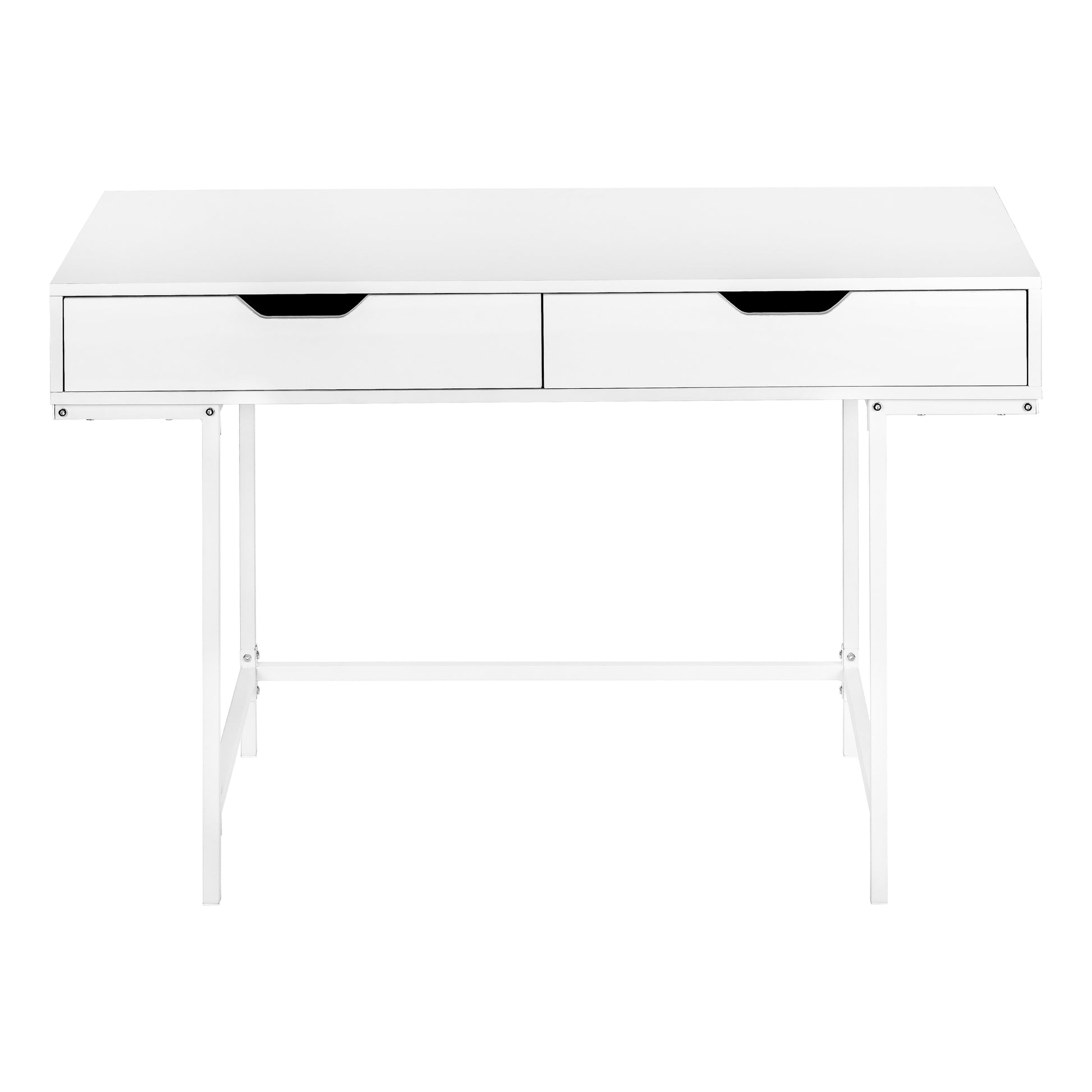 Computer Desk, Home Office, Laptop, Storage Drawers, 48"L, Work, White Laminate, White Metal, Contemporary, Modern White Particle Board