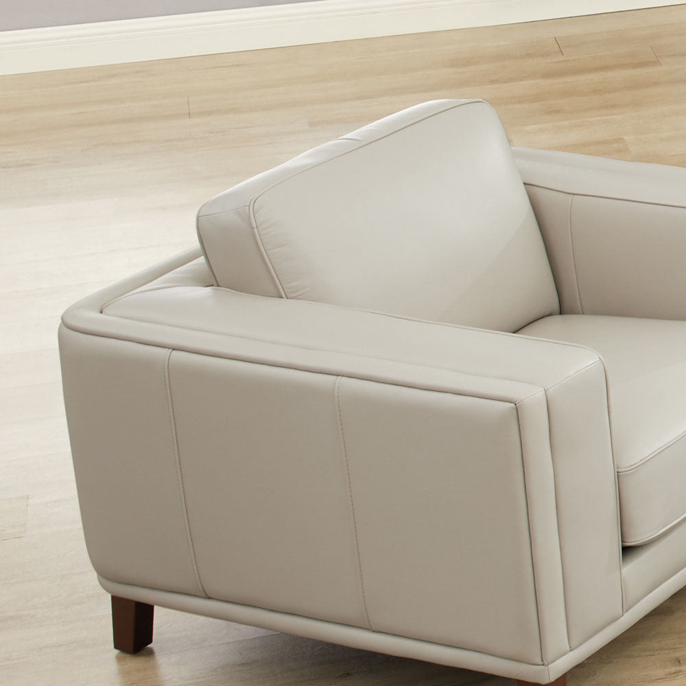 Lyon Leather Chair Beige Down Filling Genuine Leather