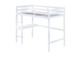 Twin High Loft Bed, Rubber Wood Loft Bed With Safety Guardrail, Built In Desk, Ladder,White Twin White Rubber Wood