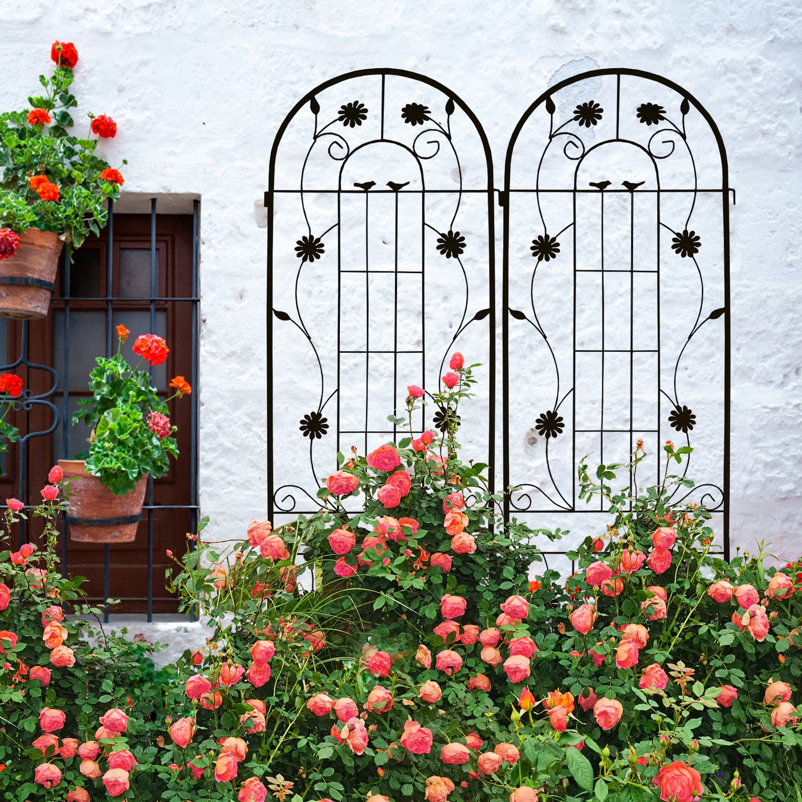 2 Pack Metal Garden Trellis 86.7" X 19.7" Rustproof Trellis For Climbing Plants Outdoor Flower Support Black Black Garden & Outdoor French Iron