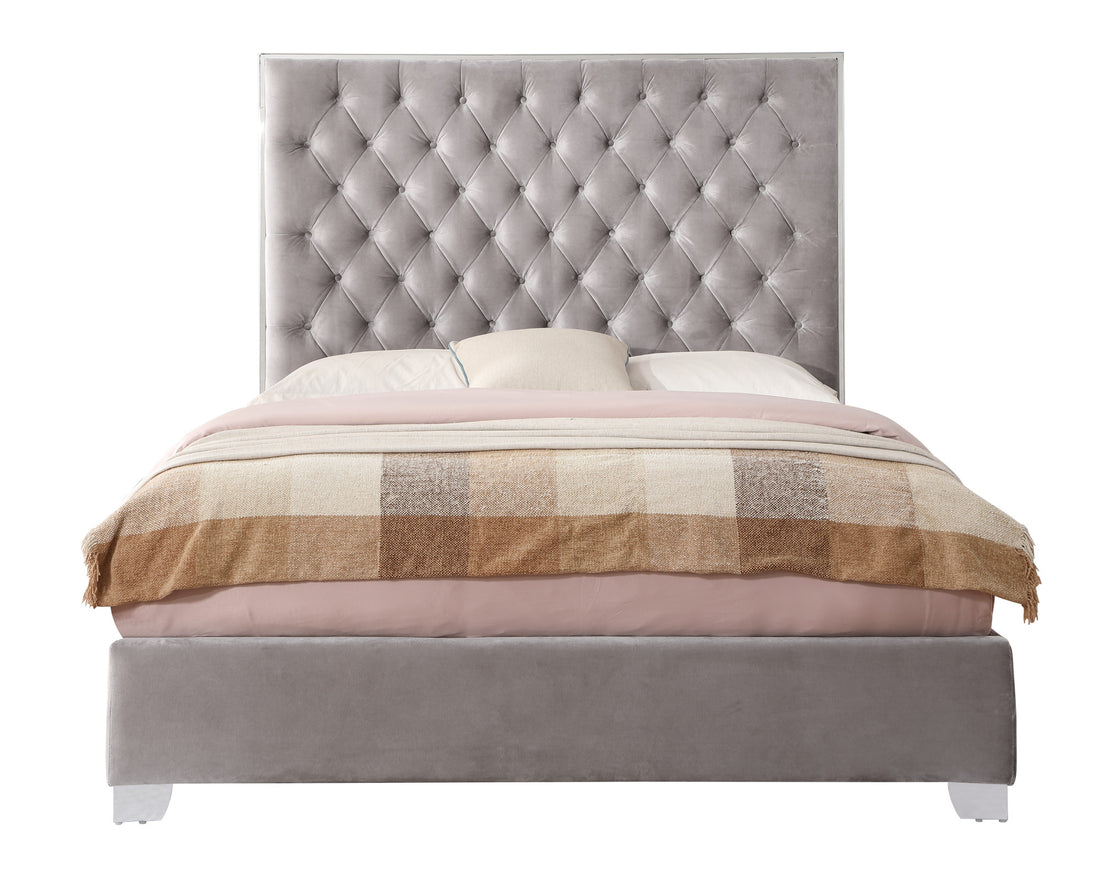 Artet Gray King Upholstered Bed King Gray Foam Solid Wood