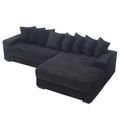 Arrived Oversized Two Piece Couches, L Shaped Sofa, Corduroy, Right Chaise Daybed,With Armrests,Eight Throw Pillows,Corner Sofa,Easy To Assemble, Black Black Polyester Wood Primary Living Space