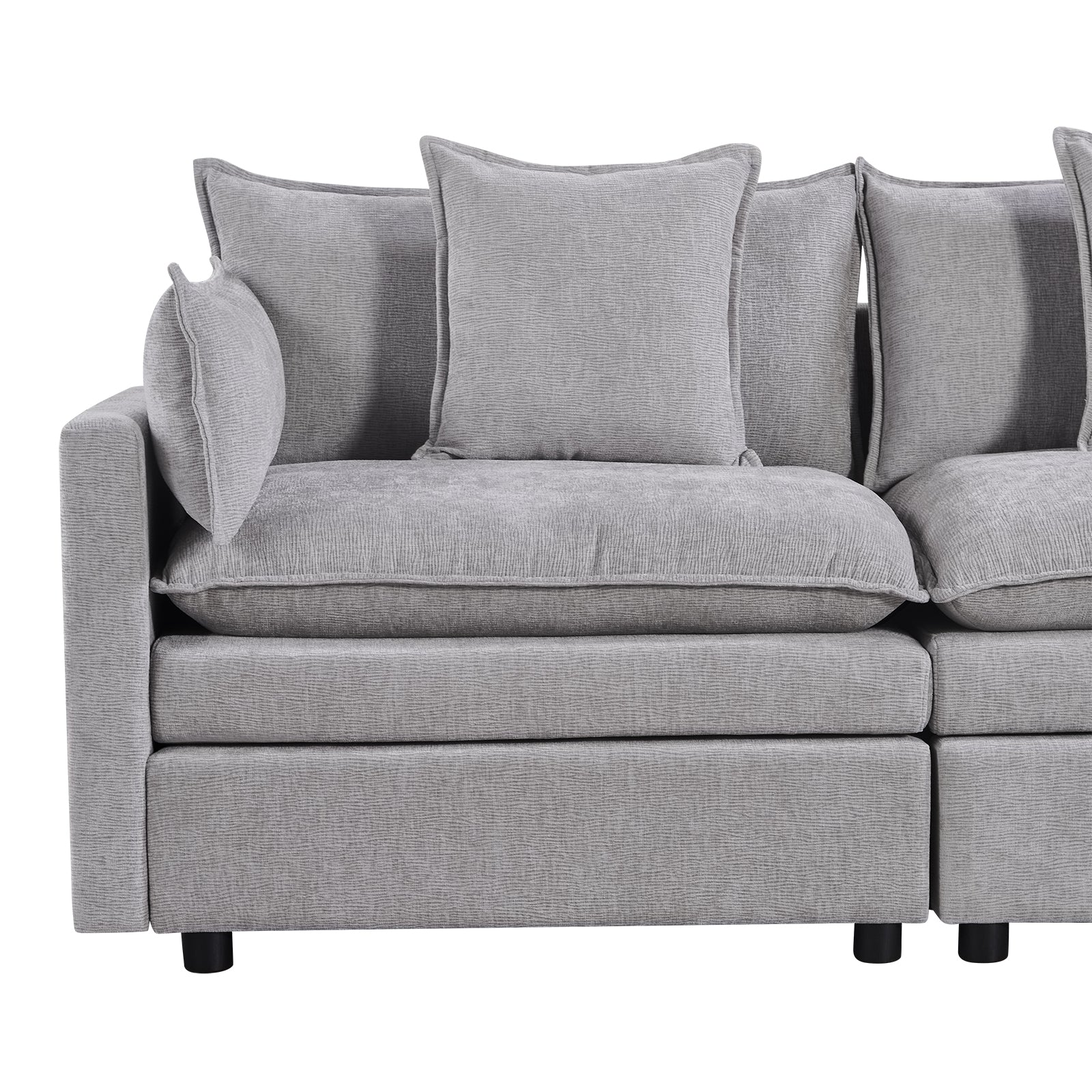 108.66"Modern Chenille L Shaped Sectional Sofa With Convertible Chaise, Comfy Cloud Couch Deep Sectional Sofa With Ottomans For Living Room Light Gray Wood Foam Chenille 3 Seat