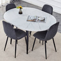 Table And Chair Set.Modern Extendable Mdf Dining Table.The Table Has A Telescopic Design, Suitable For Gatherings Of Different Size.Paired With 4 Chairs With Fabric Cushion And Black Metal Legs. Dark Gray,White Seats 4 Mdf Metal