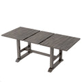 7 Piece Updated 76.9Inch Extendable Trestle Dining Table Set With Removable Leaf, Kitchen Table Set With Upholstered Side Chair And Arm Chair, Set Of 6, Grey Brown Wood Dining Room Solid Wood Rubberwood Rectangular Dining Table With Chair Upholstered
