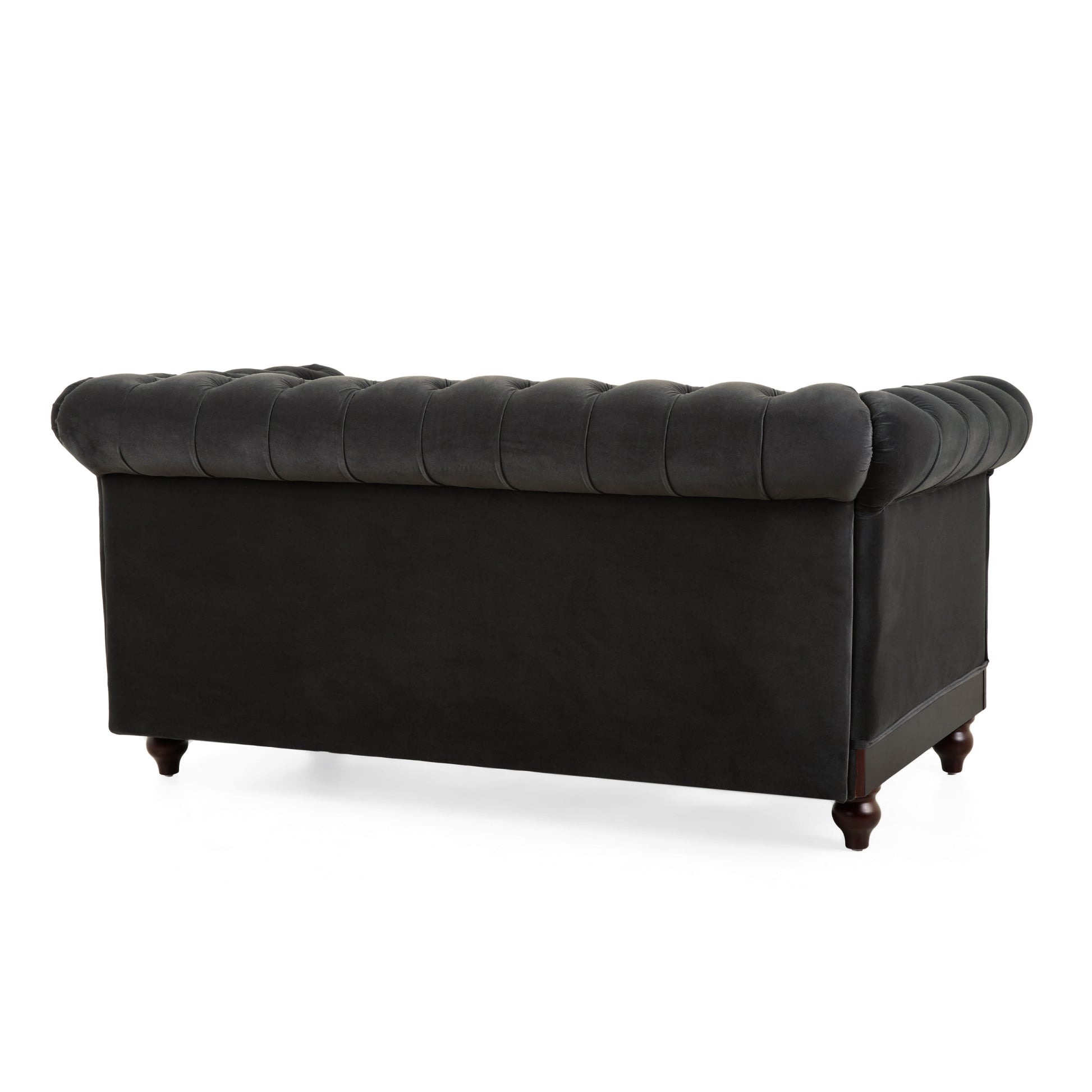 Vivalux 59.44" Chesterfield Velvet Loveseat Sofa,2 Person Rolled Arm Dutch Plush Upholstered Sofa Couch With Tufted Button For Living Room, Bedroom, Small Places,Dark Gray Dark Gray Espresso Velvet Wood Primary Living Space Soft Tufted Back