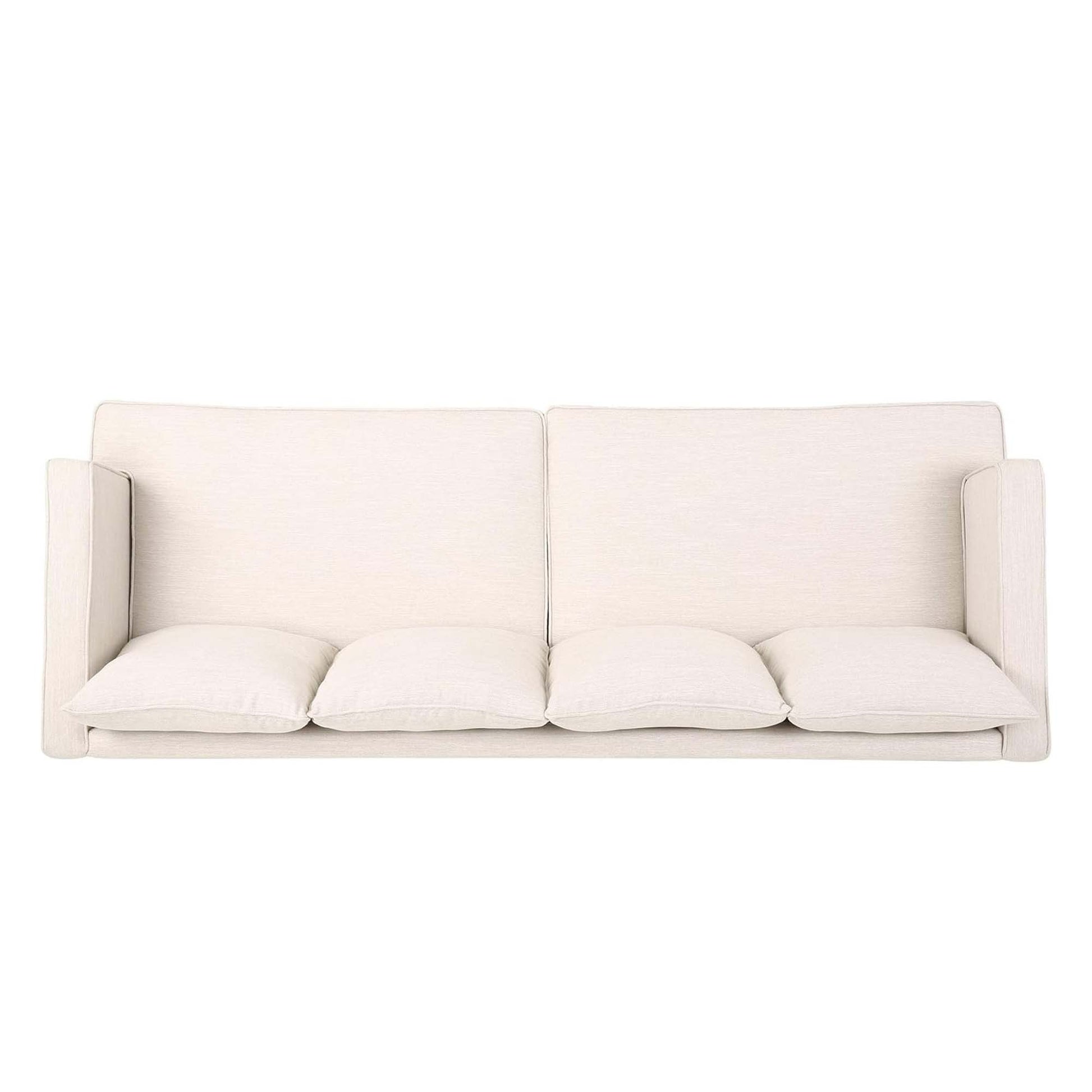 Mirod Comfy 3 Seat Sofa With Tufted Back And Arm, Modern For Living Room Beige Fabric 3 Seat