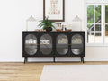 4 Door Cabinet, Sideboard Accent Cabinet, Storage Cabinet For Living Room, Hallway Entryway Kitchen Black Mdf