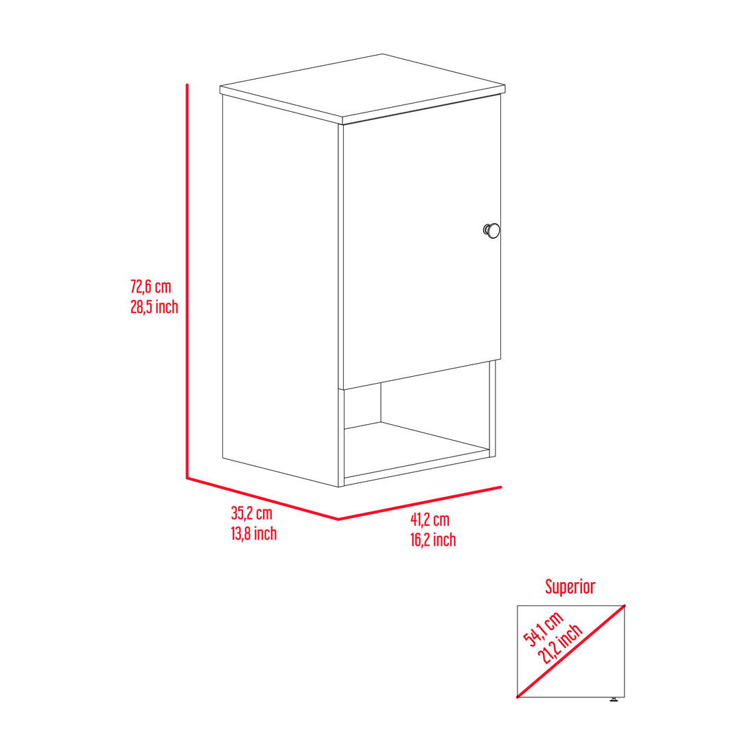 Medicine 28H" Single Door Cabinet, One Shelf, Two Interior Shelves, Light Gray Gray Particle Board Particle Board