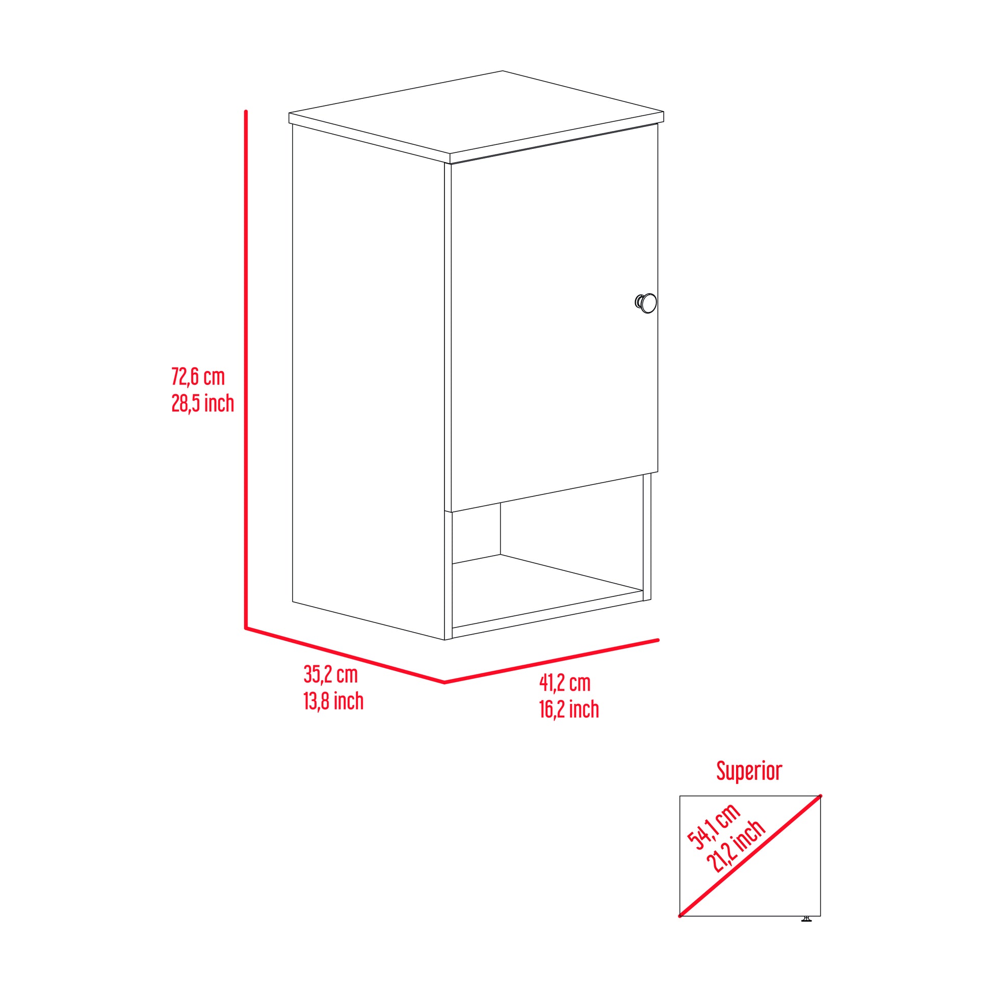 Medicine 28H" Single Door Cabinet, One Shelf, Two Interior Shelves, Light Gray Gray Particle Board Particle Board