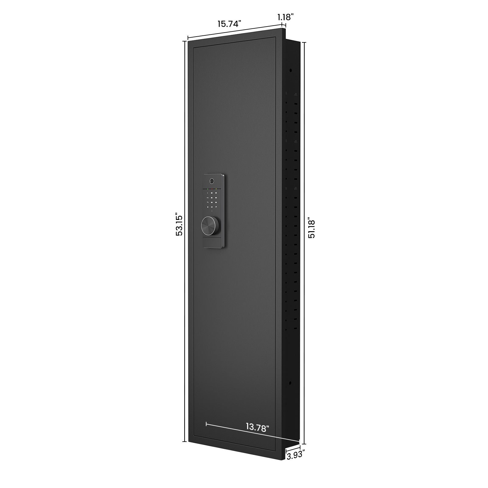 53" Fingerprint Touch Panel In Wall Safe,Hidden Wall Safe For Rifles With Adjustable Shelves,Assembled Storage Multifunctional Wall Safe For Firearm And Valuables Black Fingerprint Black Steel