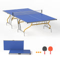 9Ft Mid Size Table Tennis Table, Foldable Ping Pong Table Blue Mdf