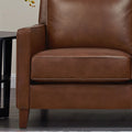 Ashby Leather Chair Pecan Primary Living Space Mid Century Modern Eucalyptus Down Filling Genuine Leather