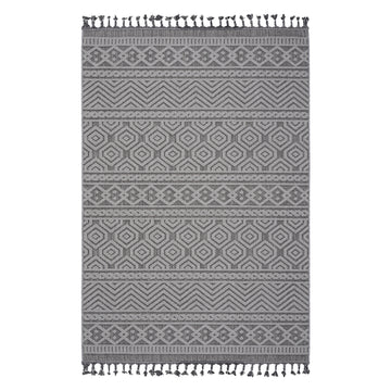 6X9 Grey White Geometric Indoor Outdoor Area Rug Grey White Polypropylene