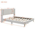 Queen Size Corduroy Platform Bed With Metal Legs, Beige Old Sku:Wf300238Aaa Queen Beige Corduroy