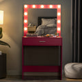 Vanity Desk With Mirror And Lights, Dressing Table With Large Drawer, 1 Level Storage Dresser & 3 Lighting Modes Adjustable Brightness, Suitable For Bedroom Pink Pink Particle Board