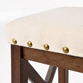 Saddle Barstool Beige Rubber Wood