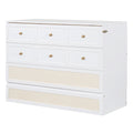 Full Size Murphy Bed With Large Drawers,White Full White Plywood