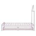 Twin Size Metal Platform Bed With Two Drawers,House Shaped Headboard Design, Pink Twin Pink Metal
