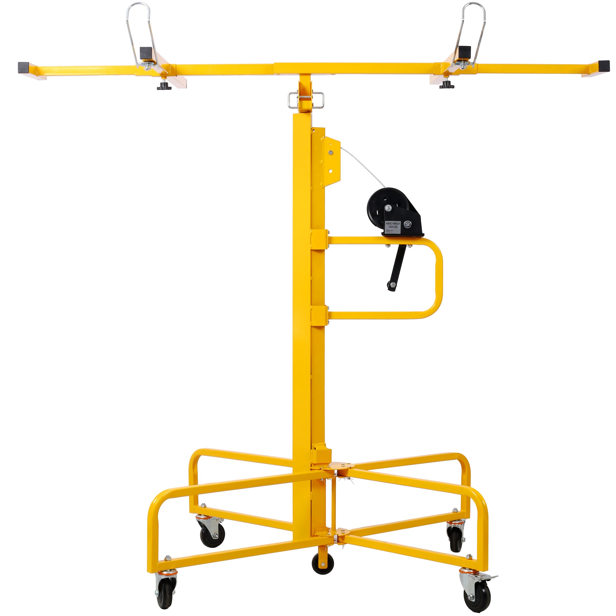 Drywall Lift Panel 13' Lift Drywall Panel Hoist Jack Lifter Jack Rolling Caster Wheel Sheetrock Drywall Lift Construction Tools,150 Lb. Capacity, 4Ft. X 16Ft. Max. Sheet Size ,Yellow Yellow Steel