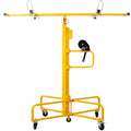 Drywall Lift Panel 13' Lift Drywall Panel Hoist Jack Lifter Jack Rolling Caster Wheel Sheetrock Drywall Lift Construction Tools,150 Lb. Capacity, 4Ft. X 16Ft. Max. Sheet Size ,Yellow Yellow Steel