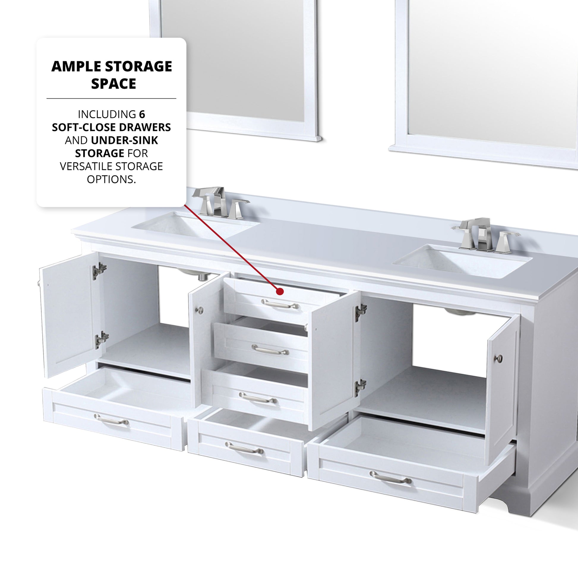 White Double Bath Vanity 80 In. W X 22 In. D, With Cultured Marble Top White Plywood Wood