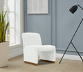 Comfy Accent Chair, Upholstered Slipper Chair, Armless Chair With Wood Legs And Soft Fabric For Living Room, Bedroom, White White Foam Wood Fabric