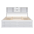 King Size Platform Bed With Storage Headboard And 8 Drawers, White Box Spring Not Required King White Wood Bedroom Bed Frame Solid Wood Mdf