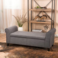 Hayes Armed Storage Bench Gray Fabric