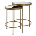 15, 18 Inch Set Of 2 Nesting Accent Tables With Mirrored Tops, Modern, Gold Gold Metal