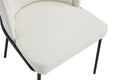 Set Of 2 Dinning Chair Antique White Fabric Metal