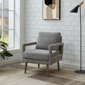 Mid Century Armchairaccent Chair With Chenille Armrest & Soft Cushion For Living Room, Bedroom, Home Office, Study, Grey Gray Light Brown Primary Living Space American Design,Modern Birch Foam Wood Fabric