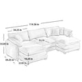 Oversized Modular Cushion Sofa With Ottomans, Comfy Upholstered U Shaped Convertible Corner Sectional Sofa Couch, Light Beige Corduroy Beige Corduroy 3 Seat
