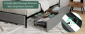 Queen Size Bed Frame With 4 Storage Drawers And 2 Usb Ports, Upholstered Platform Bed Frame With Storage Headboard Charging Station And Metal Slat Support, No Box Spring Needed, Dark Grey. Box Spring Not Required Queen Dark Grey Metal Bedroom Bed Frame